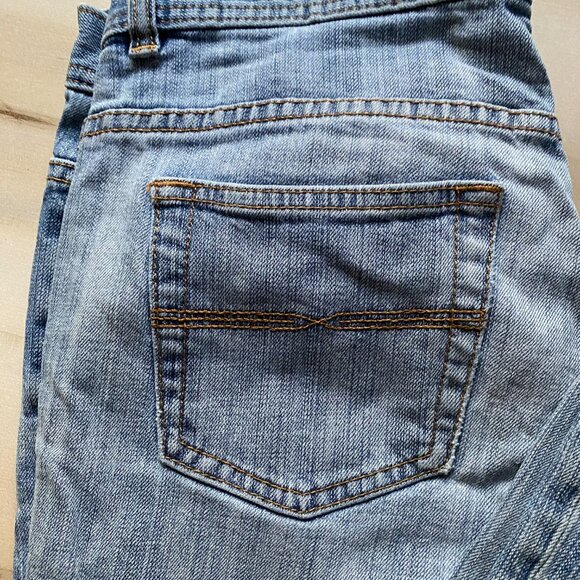 Express X2 Denim low rise light wash flared distressed jeans 10 Y2K cotton - Picture 4 of 15